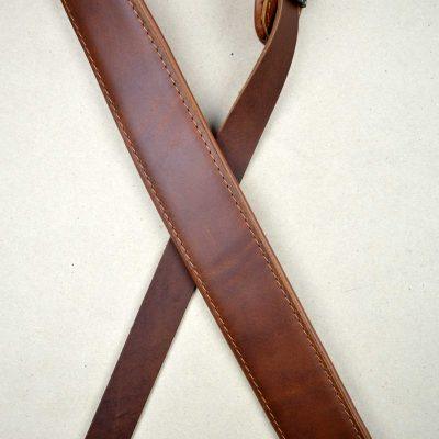 2″ Padded Upholstery Leather Guitar Strap Brown & Tan - Straps by Colonial Leather at Muso's Stuff
