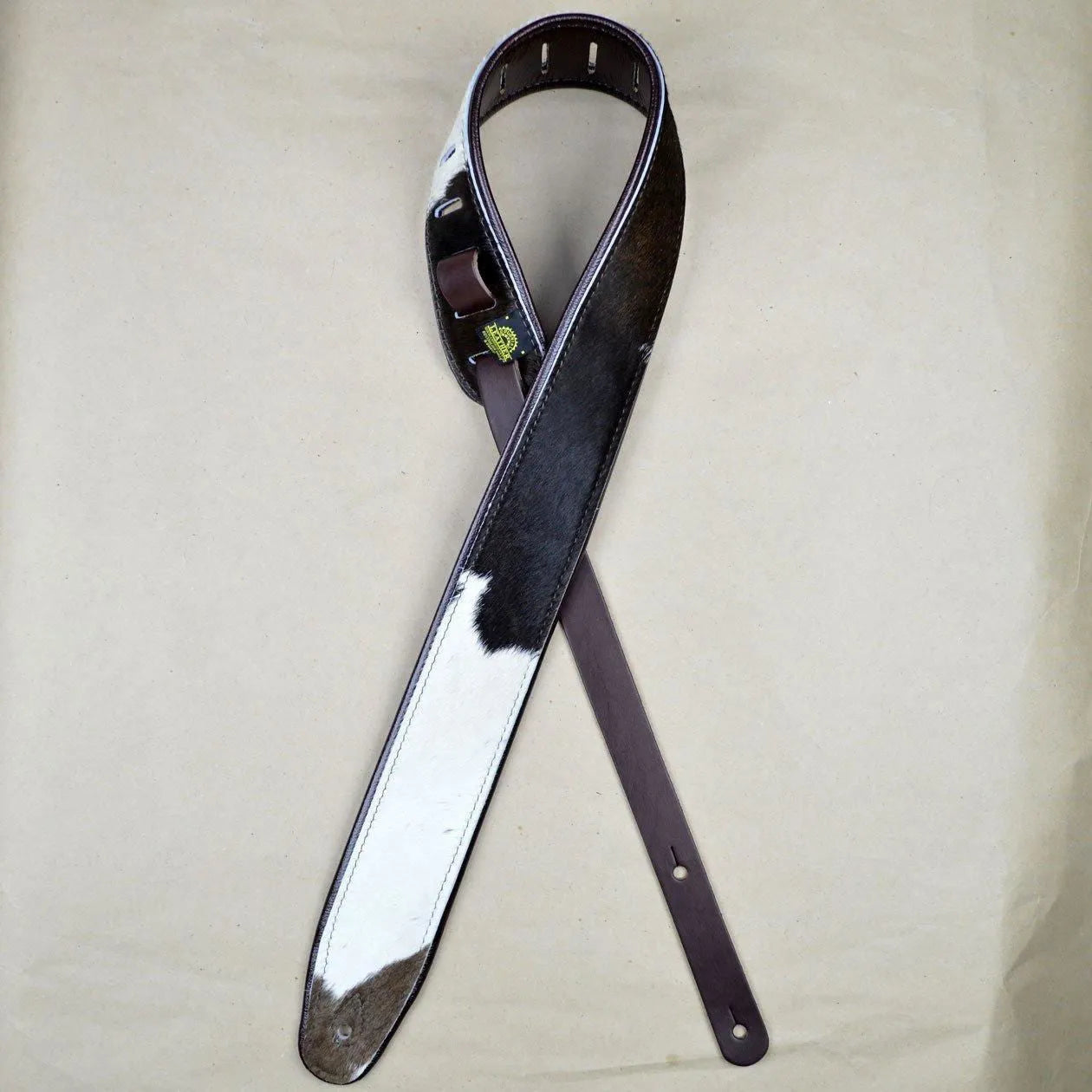 2.5” Wide Genuine Hair On Cowhide With Brown Leather Back Guitar Strap-Straps-Muso's Stuff 