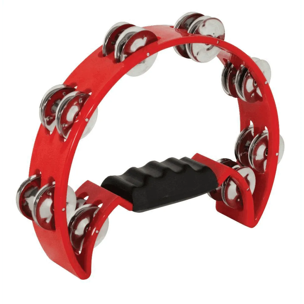 1/2 Moon Tambourine 16 Pr Nkl Dbl Row Red-Drums & Percussion - Percussion-Muso's Stuff 