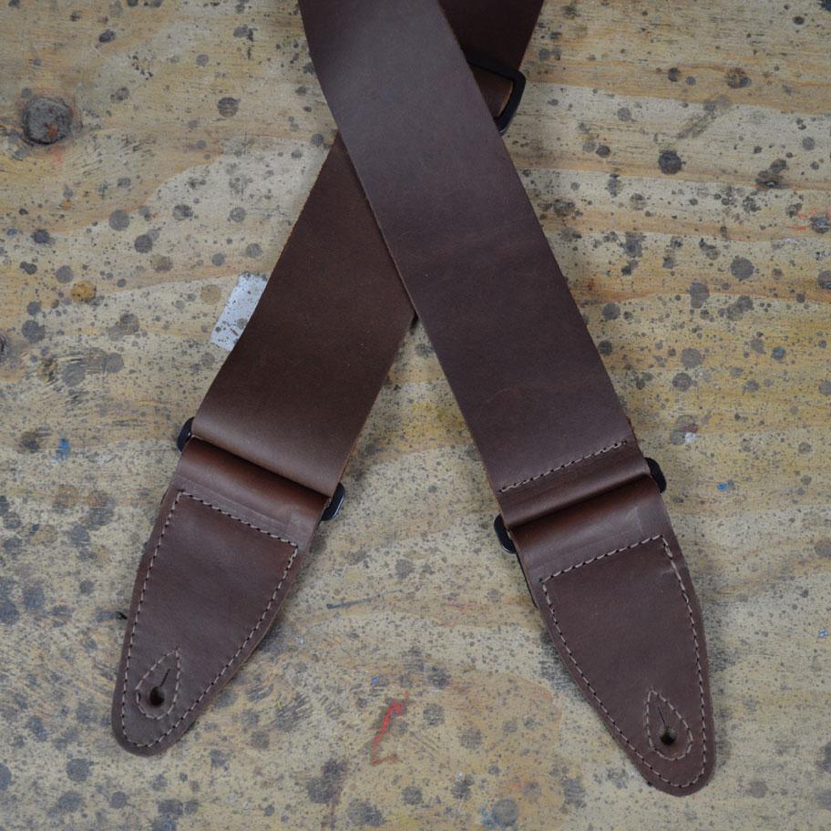 3″ Brown Soft Leather Slide Adjustable Guitar Strap - Straps by Colonial Leather at Muso's Stuff