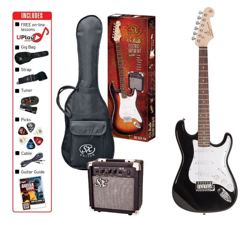 3/4 Size Electric Guitar Kit Black-Guitars - Electric-Muso's Stuff 