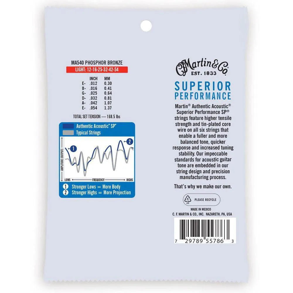 Martin Authentic 12/54 Phosphor Bronze Acoustic Guitar Strings---Muso's Stuff 