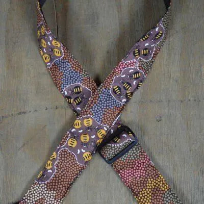 Aboriginal Art Guitar Strap – Honey Ants--Muso's Stuff 