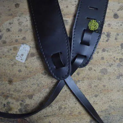 Black Leather Banjo Cradle With Foam Pad and Lacing--Muso's Stuff 