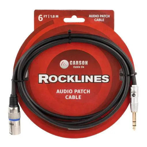 Carson Rocklines 6.3 stereo jack plug M to XLR M 6 foot-Accessories - Cables & Adaptors-Muso's Stuff 