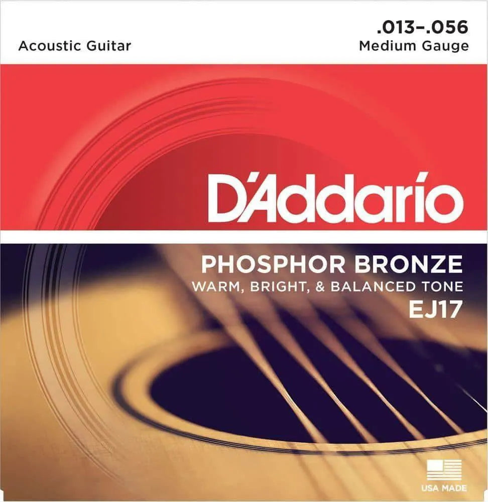 Daddario - Acoustic Guitar Strings Set 13-56 Phosphor Bronze Medium EJ17-Strings - Acoustic Guitar-Muso's Stuff 