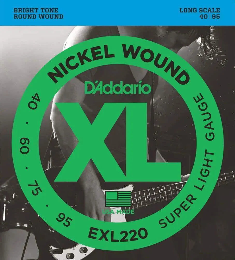 Daddario - Electric Bass Guitar Strings Set 40-95 Nickel Wound Long Scale EXL220-Strings - Bass-Muso's Stuff 