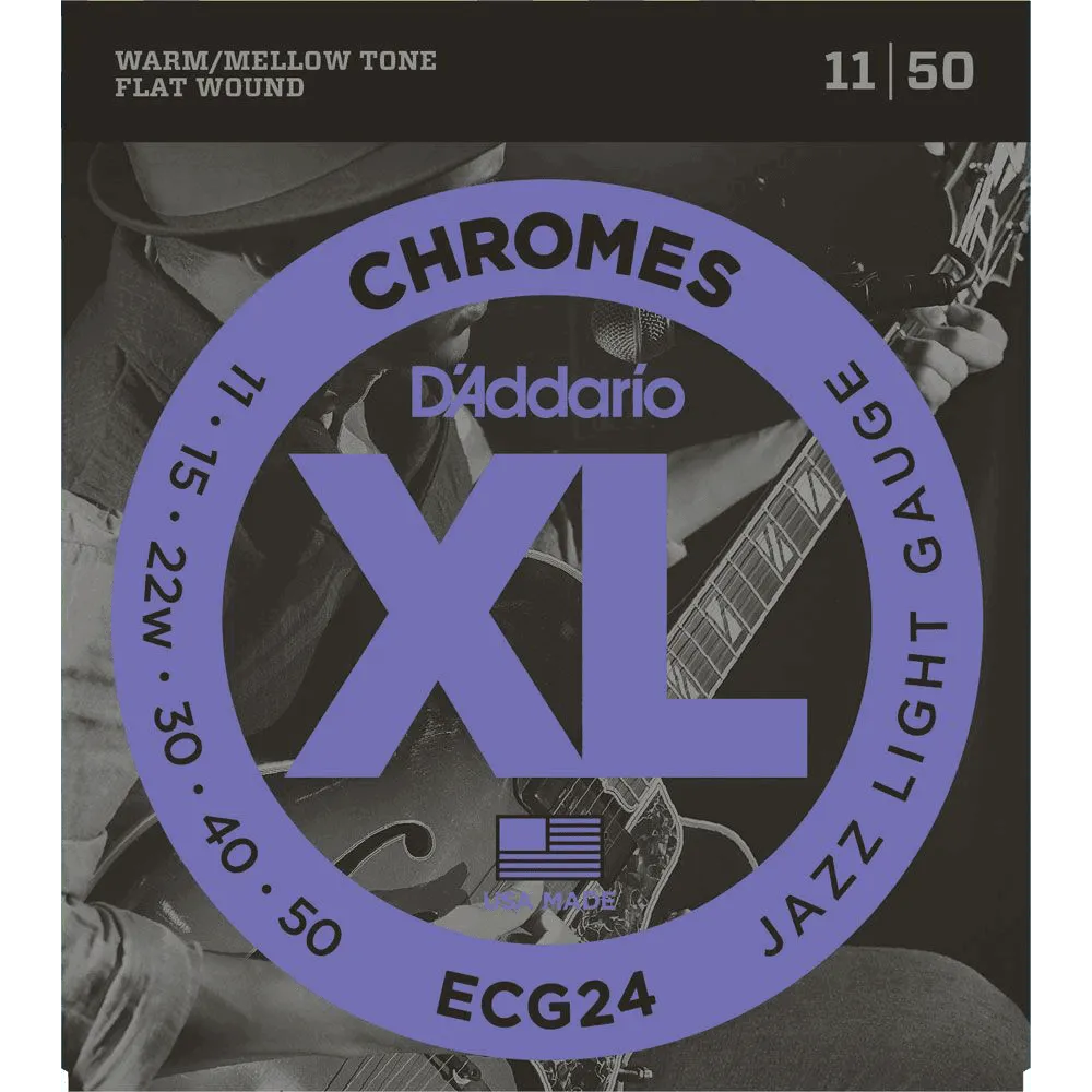 Daddario - Electric Guitar Strings Set 11-50 Chrome Flat Wound Jazz Lite ECG24-Strings - Electric Guitar-Muso's Stuff 