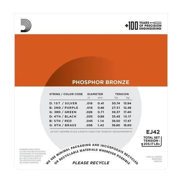 Daddario - Resophonic Acoustic Guitar Strings Set 16-56 Phospher Bronze EJ42--Muso's Stuff 