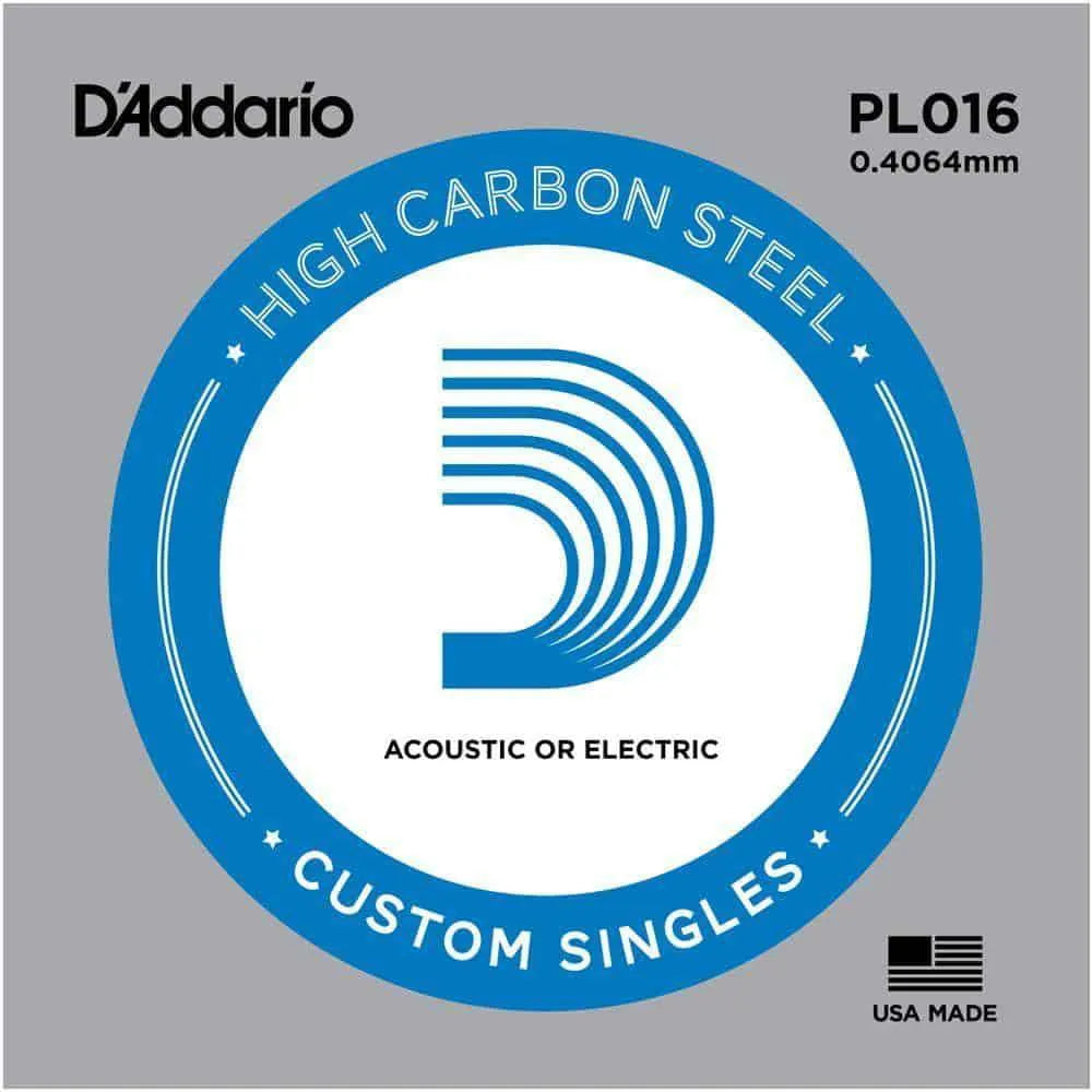 Daddario - Single .016 Acoustic or Electric Guitar String Plain Steel PL016-Strings - Singles-Muso's Stuff 