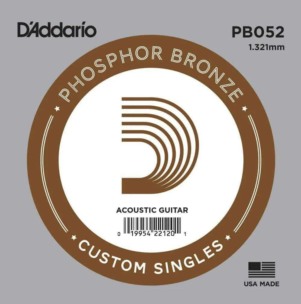Daddario - Single .052 Acoustic Guitar String Phosphor Bronze PB052-Strings - Singles-Muso's Stuff 