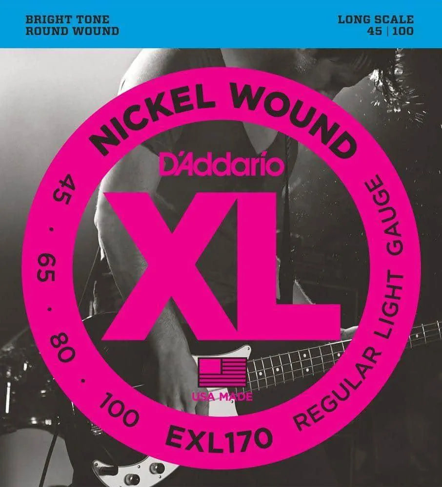 Daddario - XL Electric Bass Guitar Strings Set 45-100 Nickel Wound Regular Light Long Scale EXL170-Strings - Bass-Muso's Stuff 