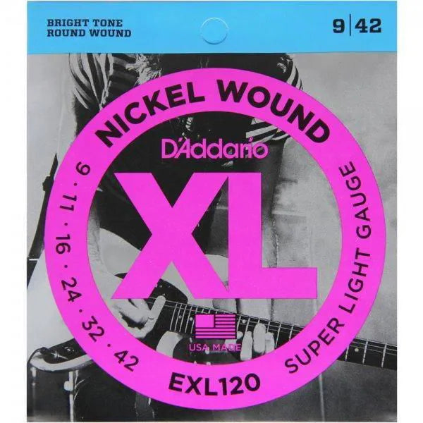 Daddario 9-42 Electric Guitar Strings Set Nickel Wound Super Light EXL120-Strings - Electric Guitar-Muso's Stuff 