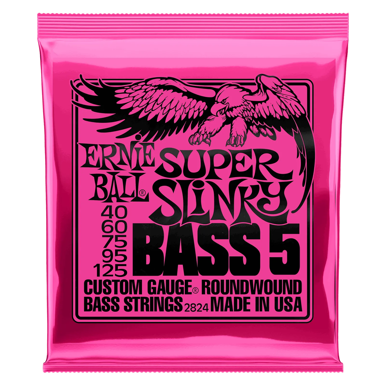 Ernie Ball - Electric Bass Guitar 5 Strings Set 40-125 Super Slinky Nickel Wound 2824-Strings - Bass-Muso's Stuff 