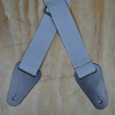 Grey Webbing with Heavy Duty Leather Ends Guitar Strap--Muso's Stuff 