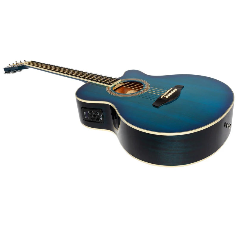 Martinez  Gloss Body Acoustic Blue Guitar