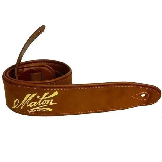 Maton - Brown Maton Leather Deluxe Padded Guitar Strap W-Straps-Maton-Muso's Stuff 