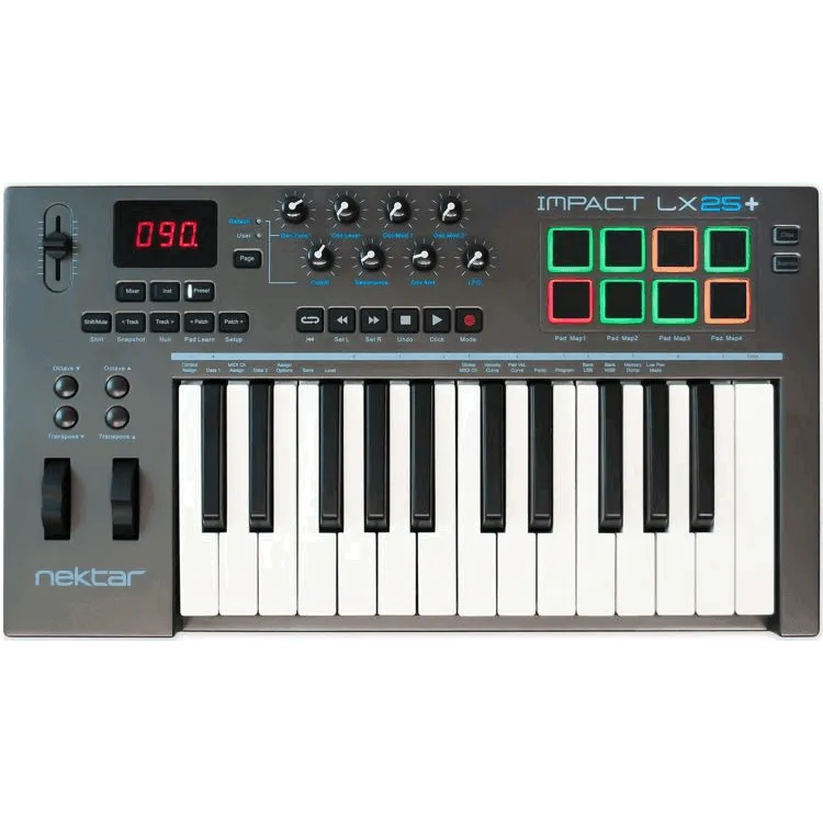 Nektar Impact LX25+ 25 Full Size Key USB MIDI DAW Controller Keyboard Velocity Sensitive Synth Action-Live & Recording - Midi Controllers-Nektar-Muso's Stuff 