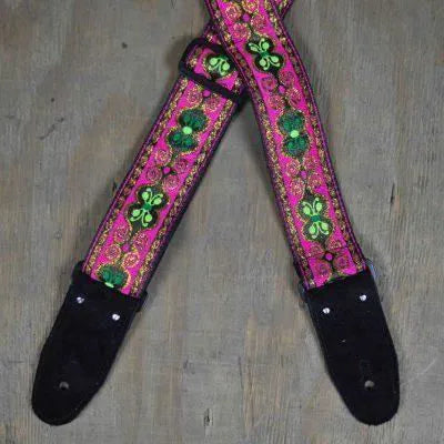 Pink Jacquard 50mm Webbing Guitar Strap---Muso's Stuff 