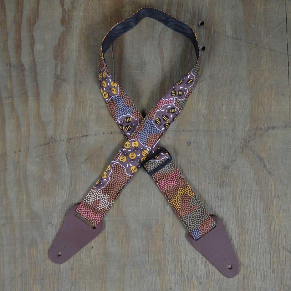 Aboriginal Art Guitar Strap – Honey Ants - Straps by Colonial Leather at Muso's Stuff