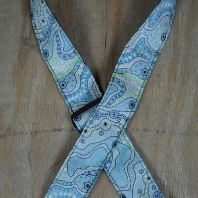 Aboriginal Art Rag Strap - Aqua - Straps by Colonial Leather at Muso's Stuff