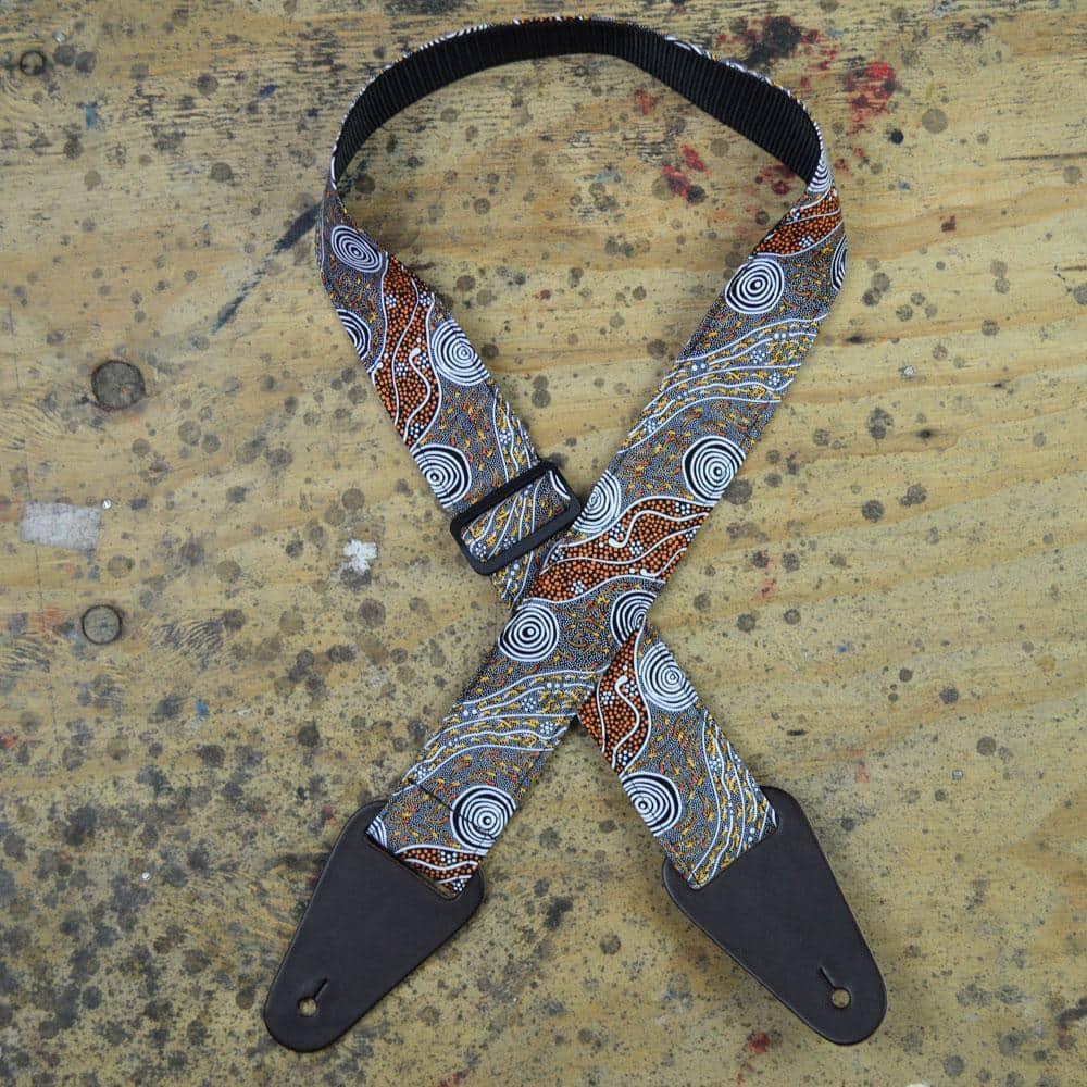 Aboriginal Art Rag Strap - Bush Camp - Straps by Colonial Leather at Muso's Stuff