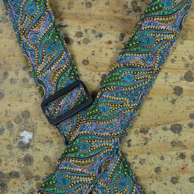 Aboriginal Art Rag Strap - Spirit Dreaming Green - Straps by Colonial Leather at Muso's Stuff