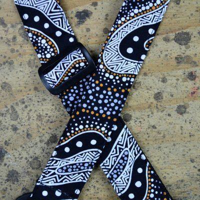 Aboriginal Art Rag Ukulele Strap – Possum Dreaming - Straps by Colonial Leather at Muso's Stuff