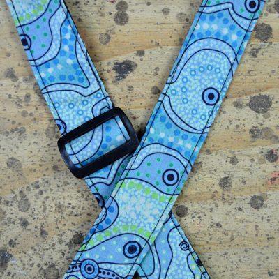 Aboriginal Art Rag Ukulele Strap – Yalke Wetlands Aqua - Straps by Colonial Leather at Muso's Stuff