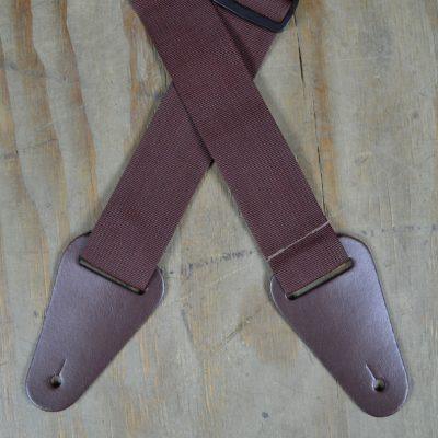 Brown Webbing with Heavy Duty Leather Ends Guitar Strap - Straps by Colonial Leather at Muso's Stuff