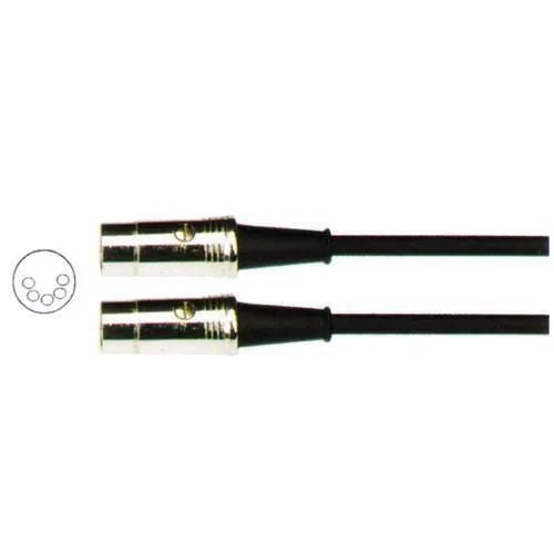 Carson 20 Ft MIDI Cable Chrome Plugs 6mm O/D Black
