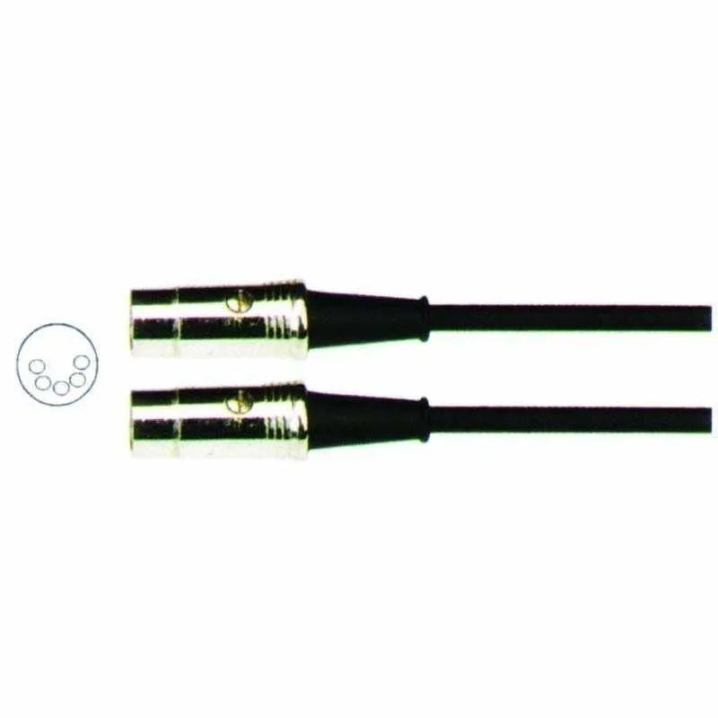 Carson 6 Ft MIDI Cable Chrome Plugs 6mm O/D Black