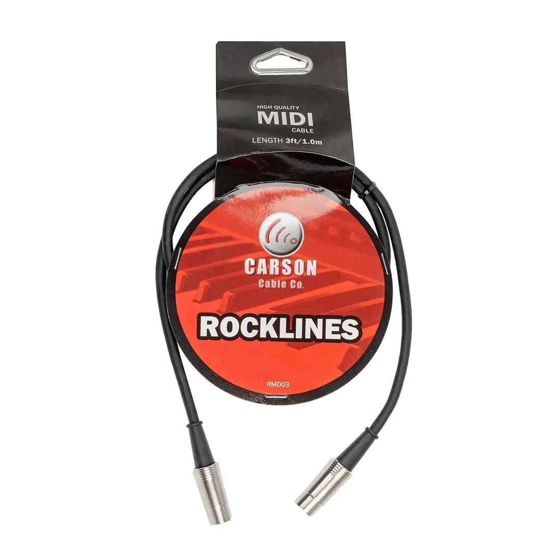Carson RMD03 Rocklines 3ft Midi Cable, Chrome Plugs, 6mm O/D Black - Accessories - Cables & Adaptors by Carson at Muso's Stuff