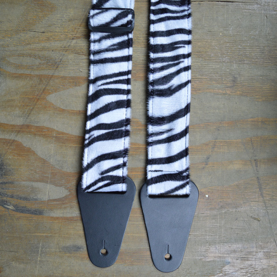 Colonial Leather Guitar Strap Animal Fur Zebra - AF01