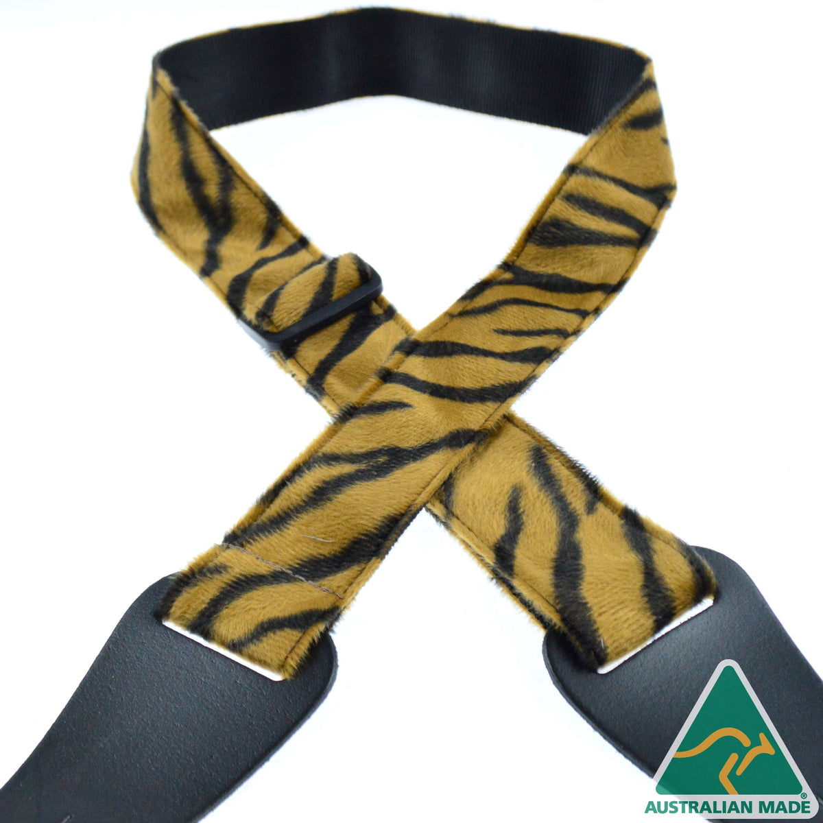 Colonial Leather Guitar Strap Animal Fur Brown Zebra - AF07