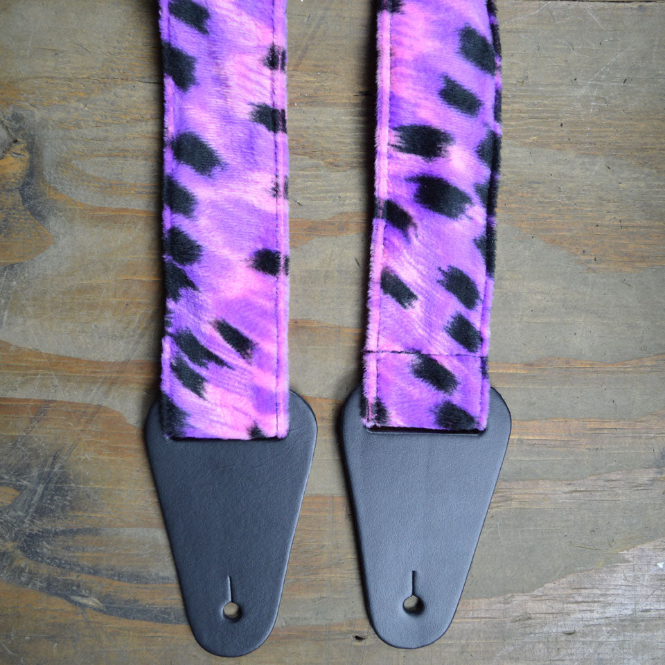 Colonial Leather Guitar Strap Mauve Multi Fur - AF20
