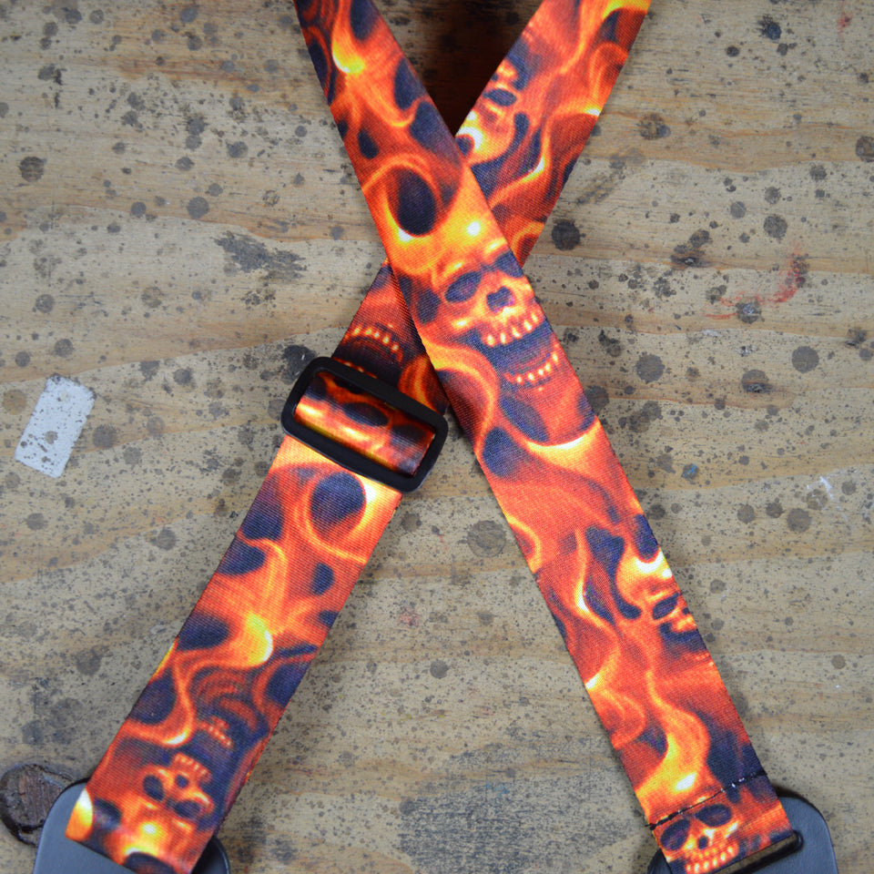 Colonial Leather Fire Skull Direct Print Web Strap - FIRESKU