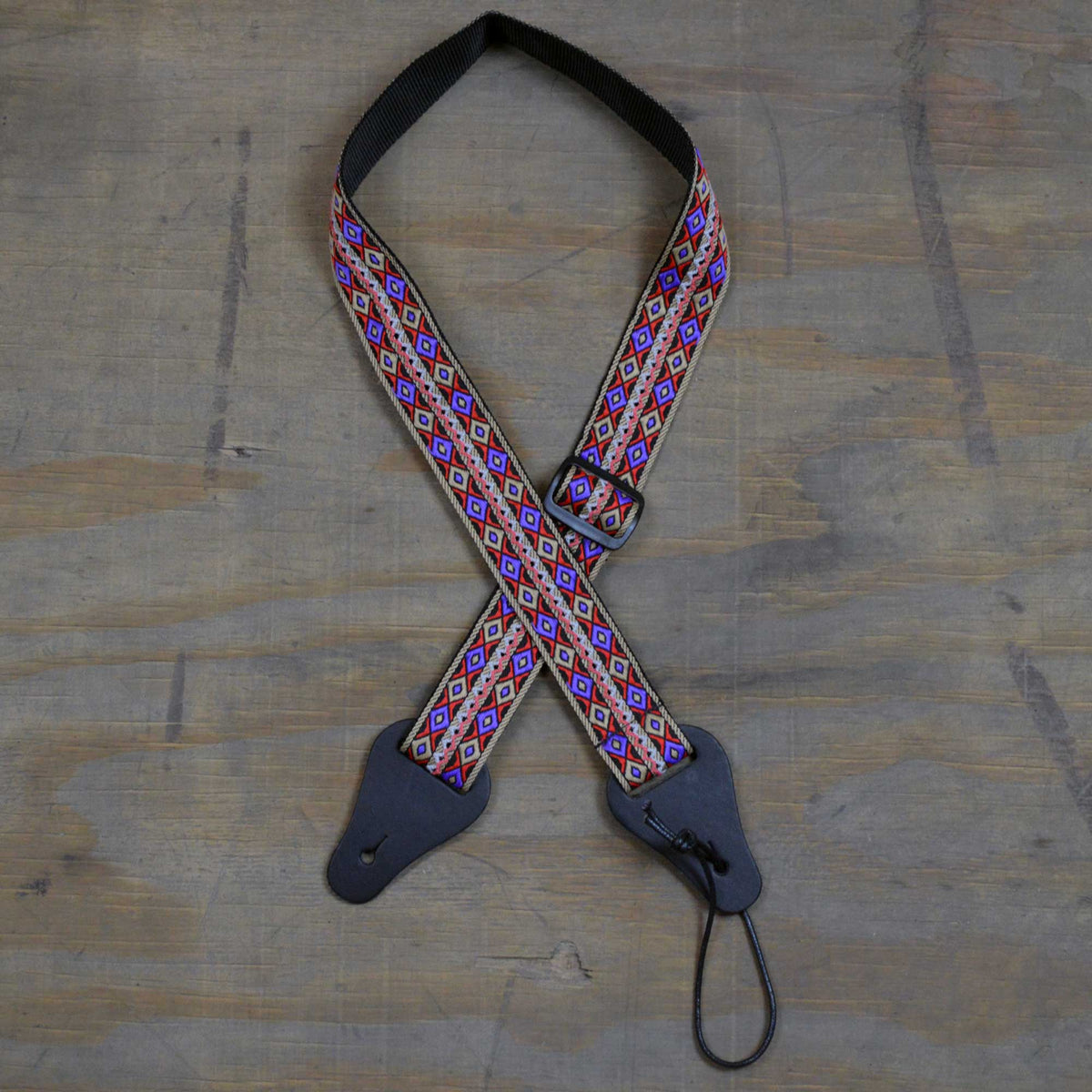Colonial Leather Multi Coloured Diamonds Jacquard Ukulele Strap - JUKE-MDI