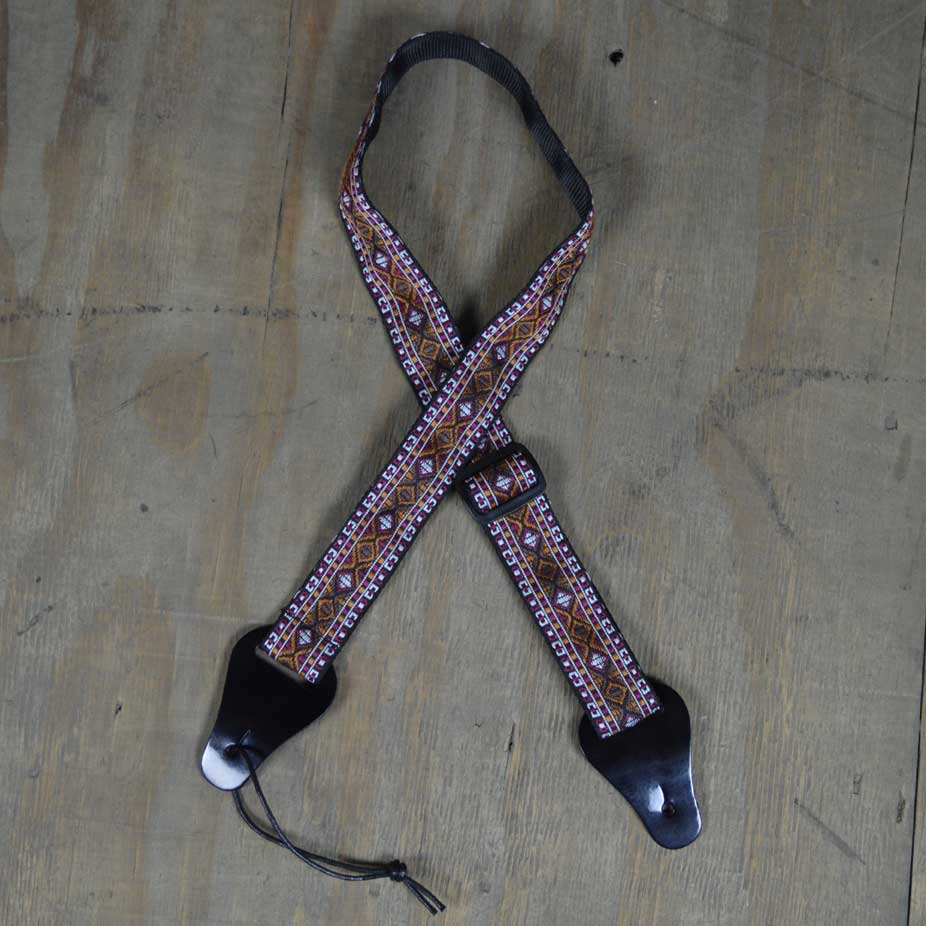 Colonial Leather Red Square Jacquard Ukulele Strap - JUKE-RSQ