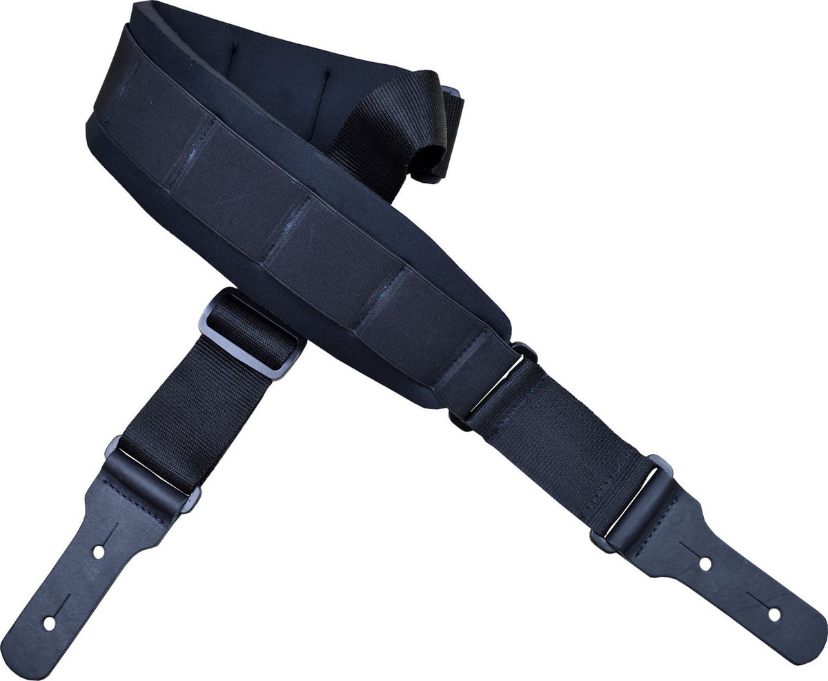 Colonial Leather NEO black neoprene padded guitar strap, standard adjustable model