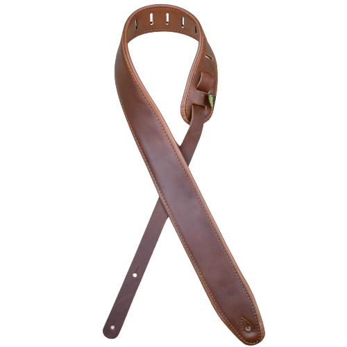 Colonial Leather SOUP25-BRTN 2.5 inch padded upholstery leather guitar strap brown tan