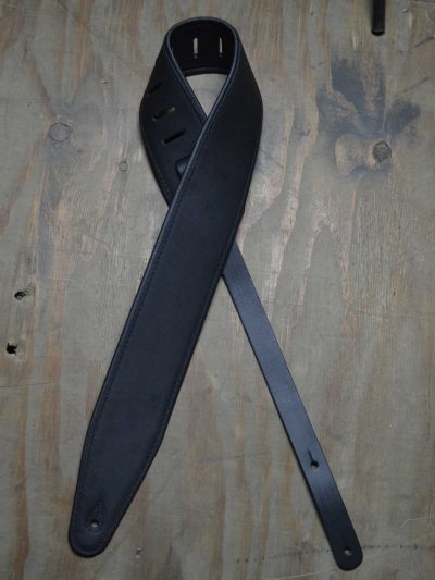 Colonial Leather SOUP30-BKBK 3 inch black and black padded upholstery leather guitar strap