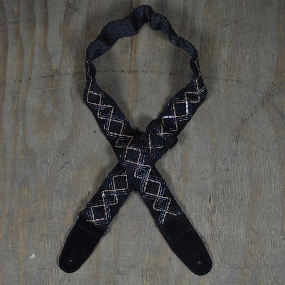 Colonial Leather Black Lacing Rag Guitar Strap - RL04