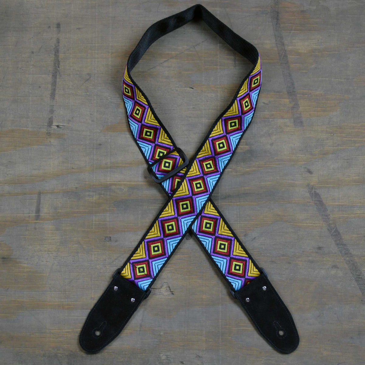 Colonial Leather Multi Diamonds Jacquard Webbing Guitar Strap - RSJ-16