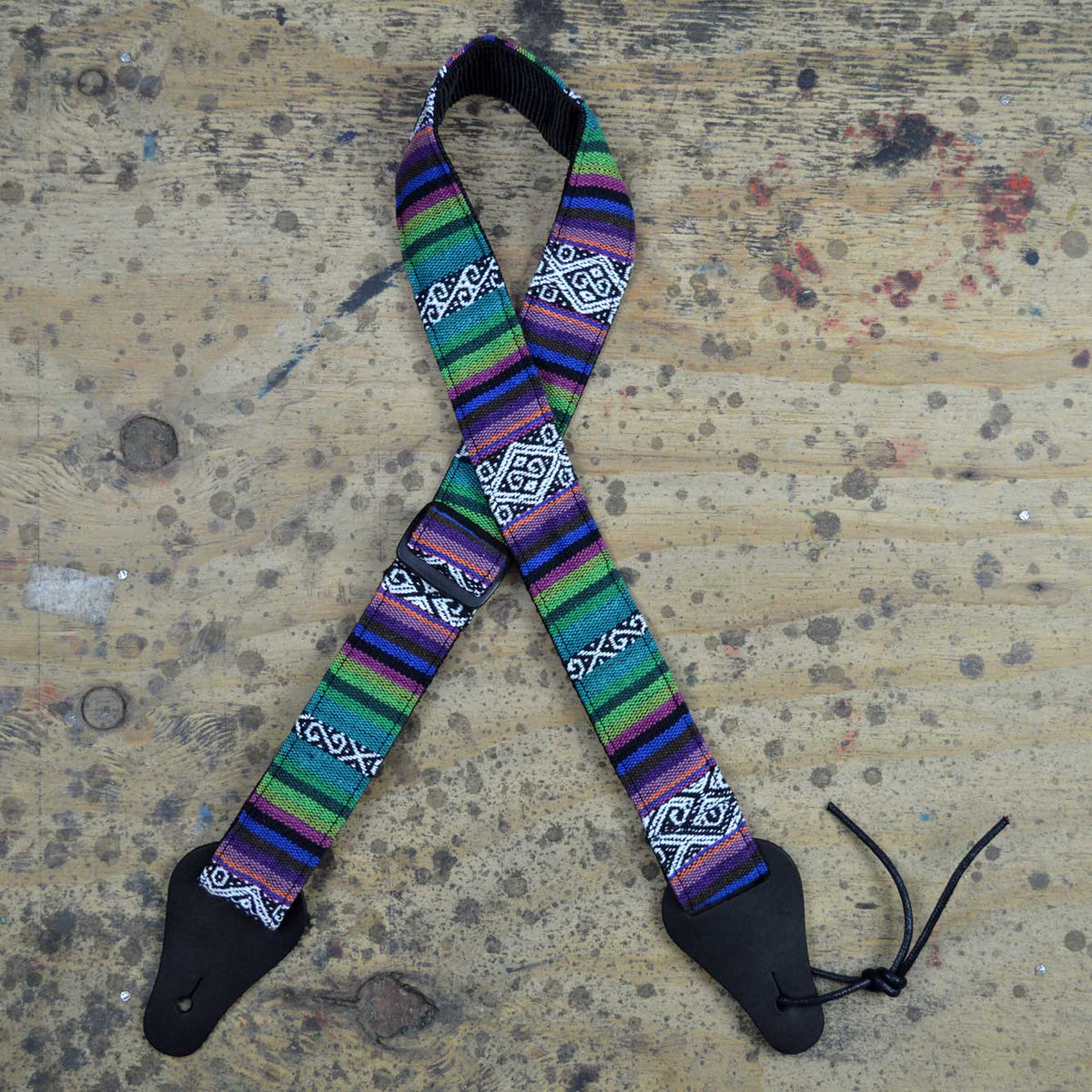 Colonial Leather Purple Rasta Rag Ukulele Strap - RUKE-PU-1
