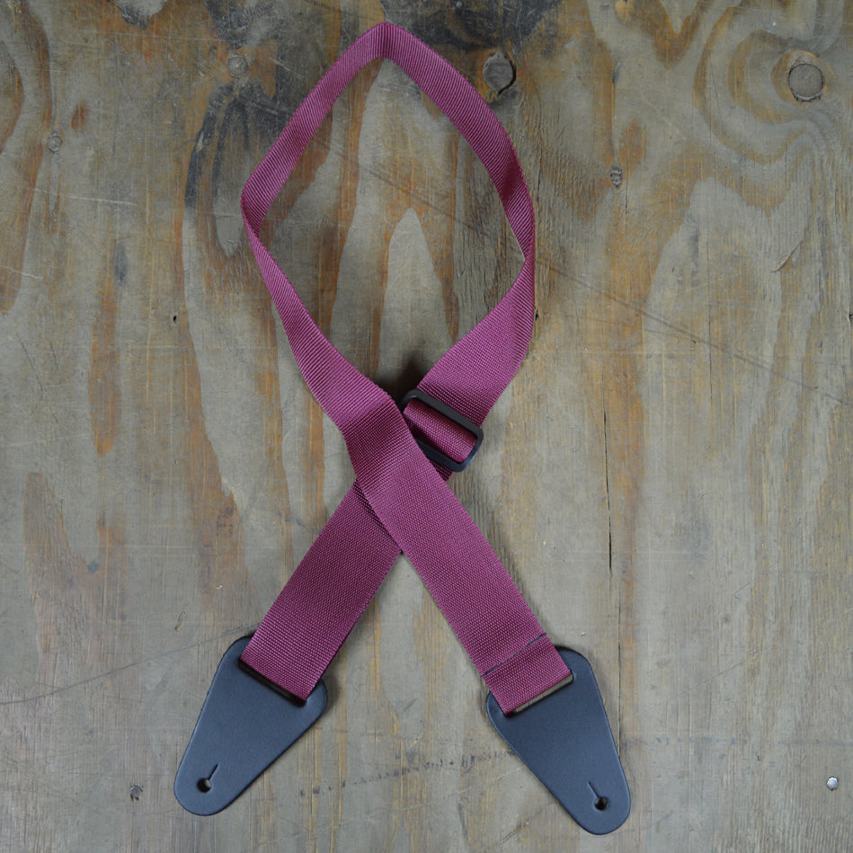 Colonial Leather Guitar Strap Nylon Webbing Burgundy - SAN-BURG