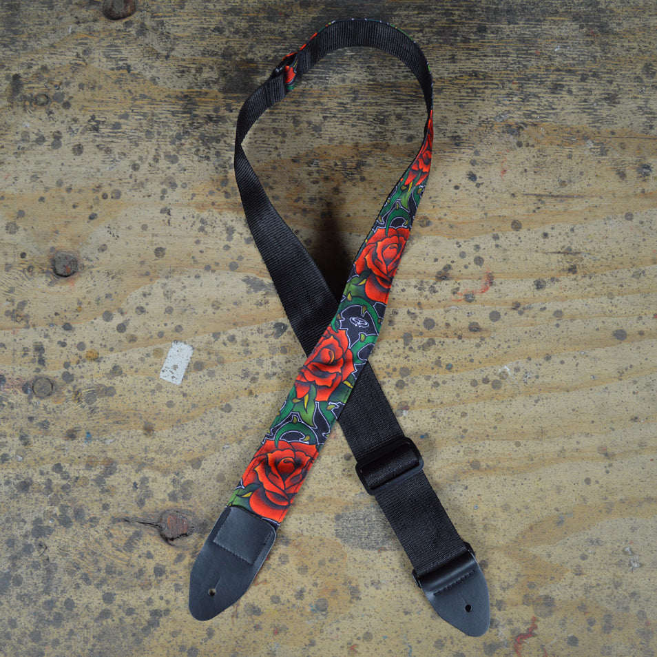 Colonial Leather rose tattoo guitar strap TSROSE
