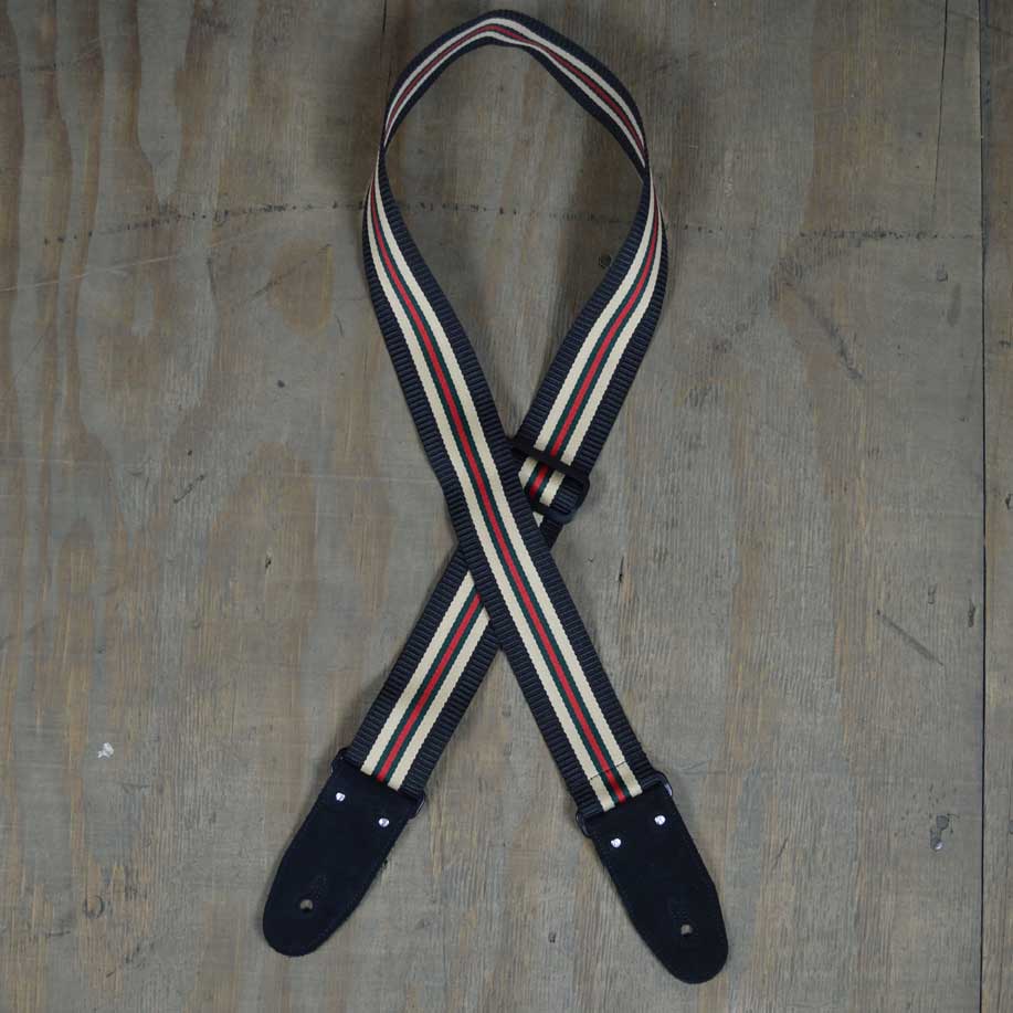 Colonial Leather Stripped 50mm Webbing - WSTRI-BK