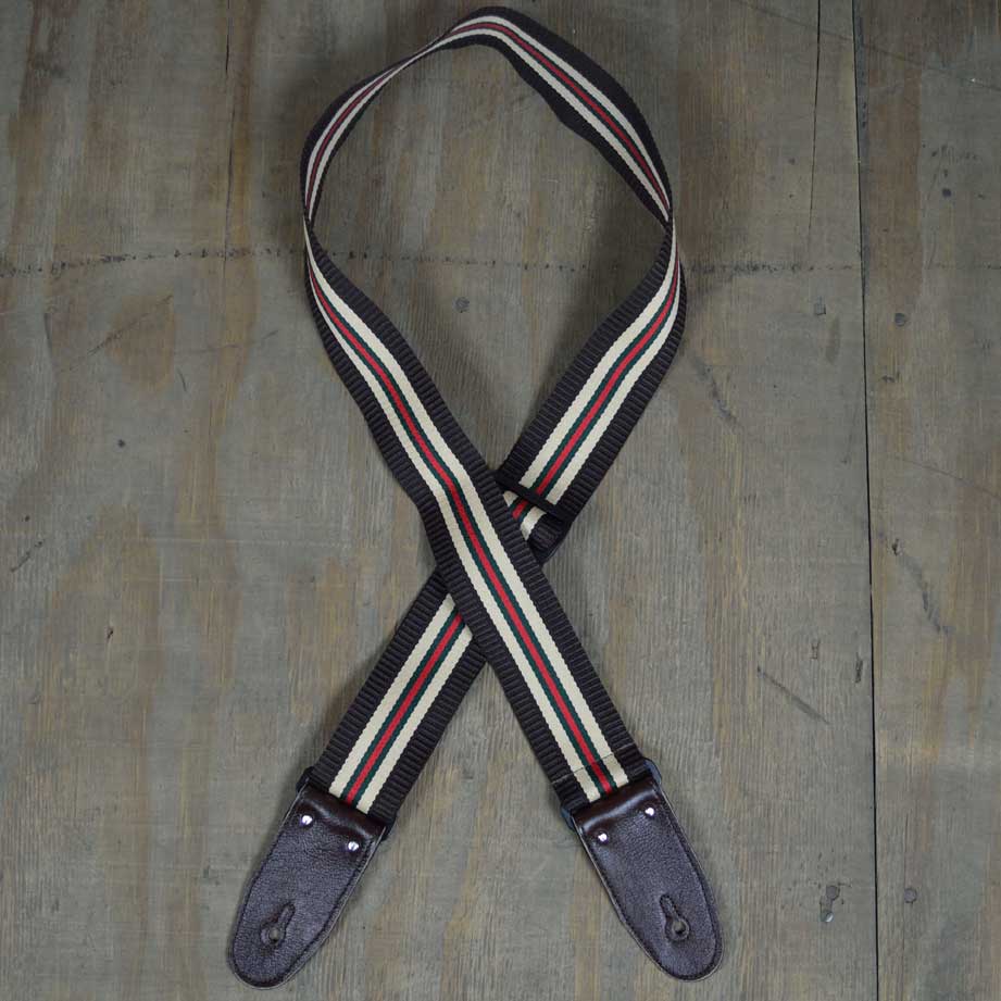 Colonial Leather Stripped 50mm Webbing - WSTRI-DKBR