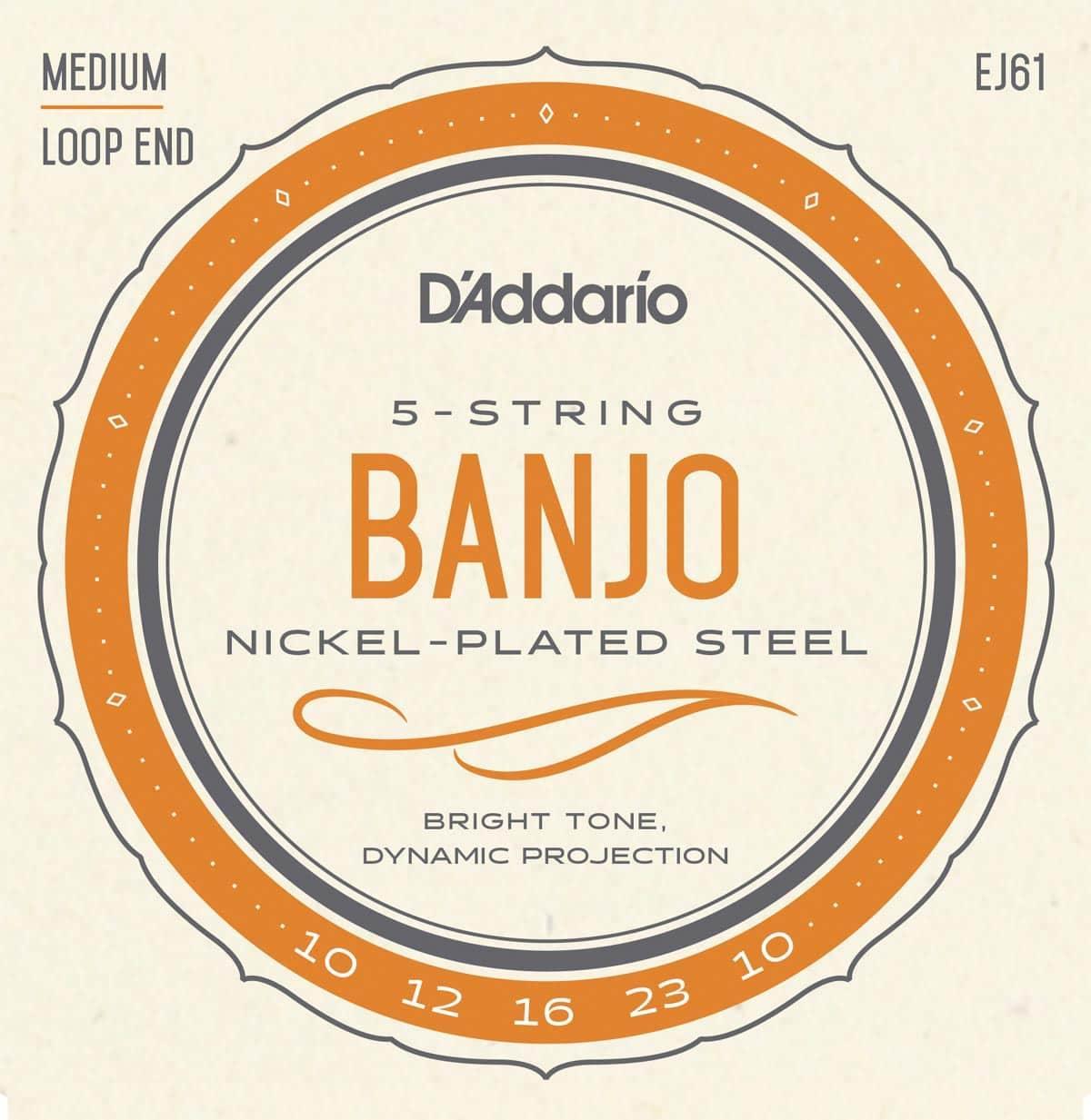 Daddario - Banjo Strings Set 10-23 Nickel Wound Medium EJ61 - Strings - Banjo by DAddario at Muso's Stuff